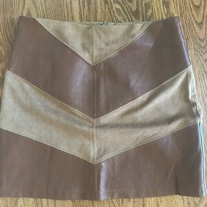 She + Sky Brown and Tan Mini Skirt
